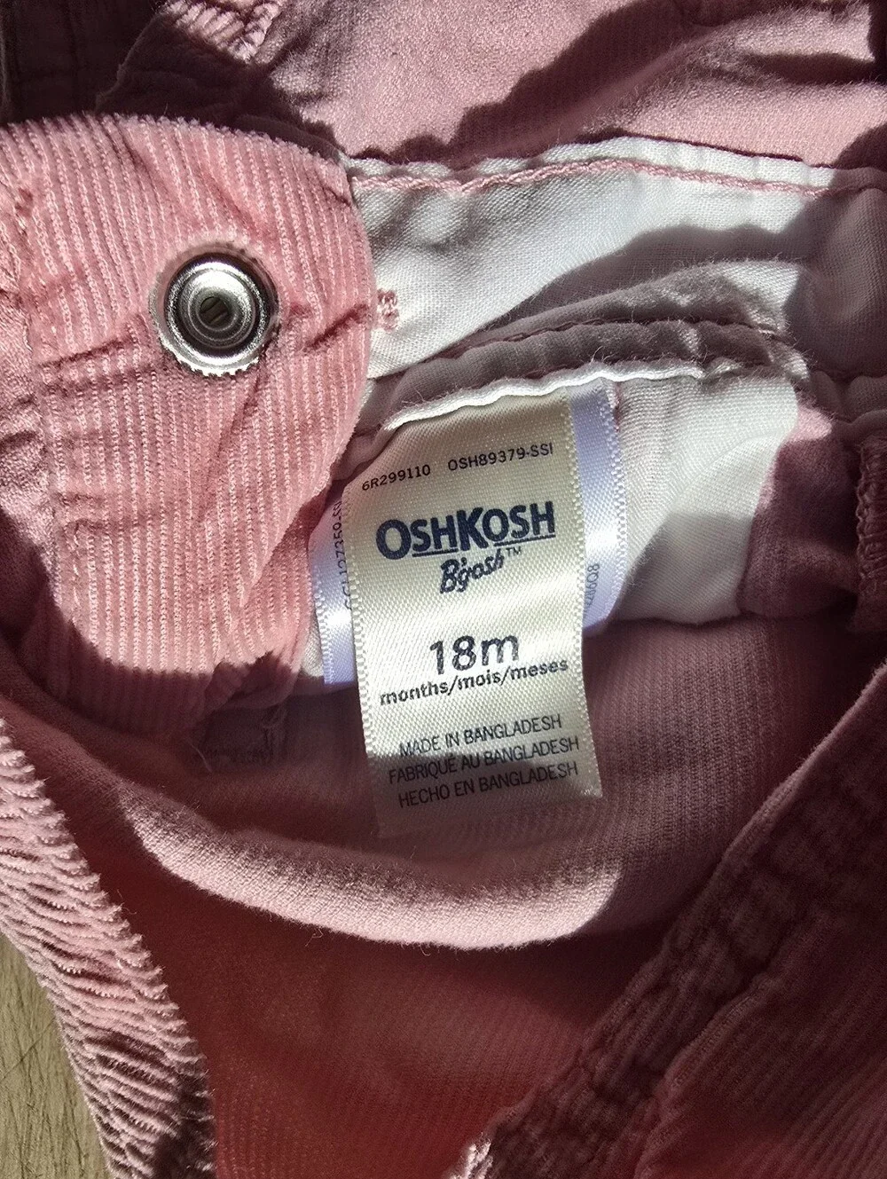 OshKosh B'gosh Dusty Rose Corduroy Overalls